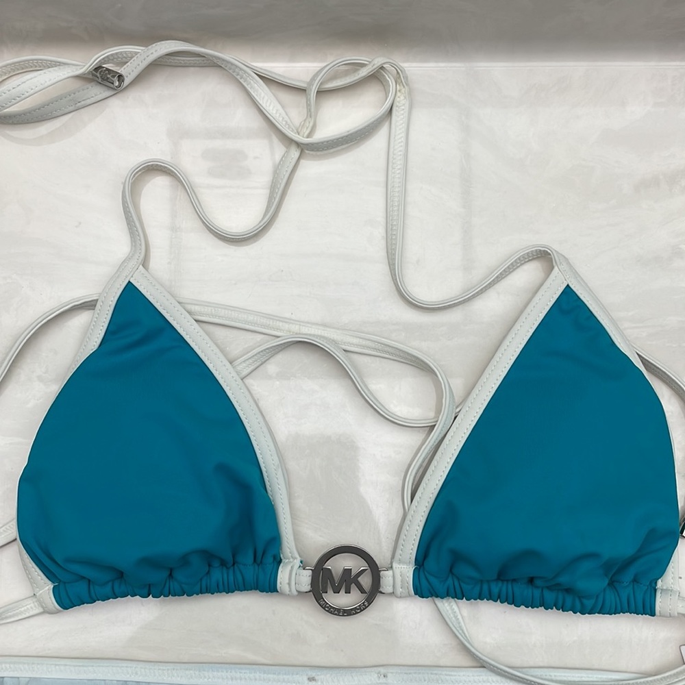 NWT Michael Kors ‘Tile Blue’ Teal Bikini Bathing Suit Sz M - Picture 3 of 6